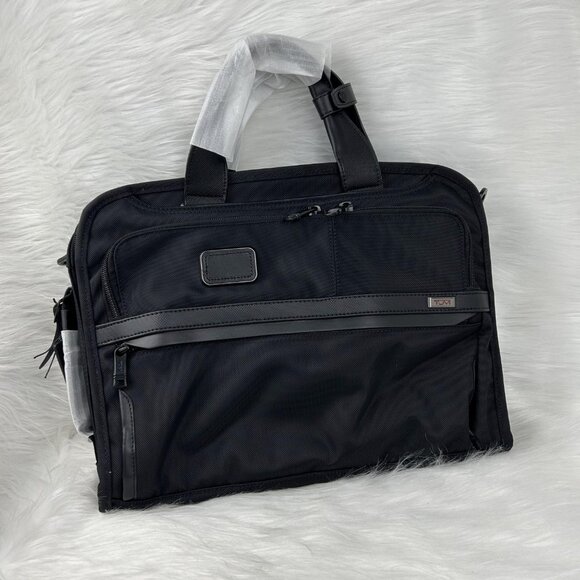 NEW TUMI  ALPHA Slim Three Way Brief in black Authentic - Picture 4 of 14